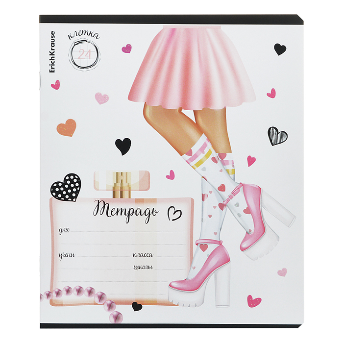 Тетрадь 24 л. клетка, "Fashion Girl" выборочный УФ-лак c глиттером