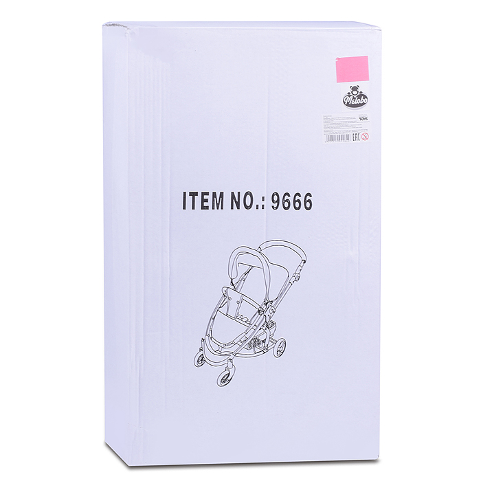 Коляска для кукол 9666 металлическая, цвет розово-бордовый