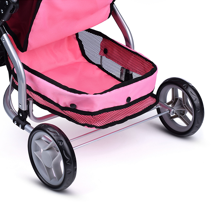 Коляска для кукол 9666 металлическая, цвет розово-бордовый