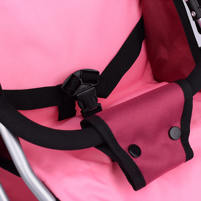 Коляска для кукол 9666 металлическая, цвет розово-бордовый