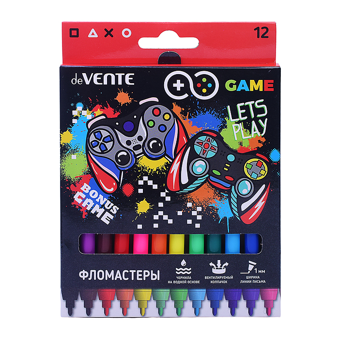 Фломастеры "Game" 12 цв. с вентилируемым колпачком