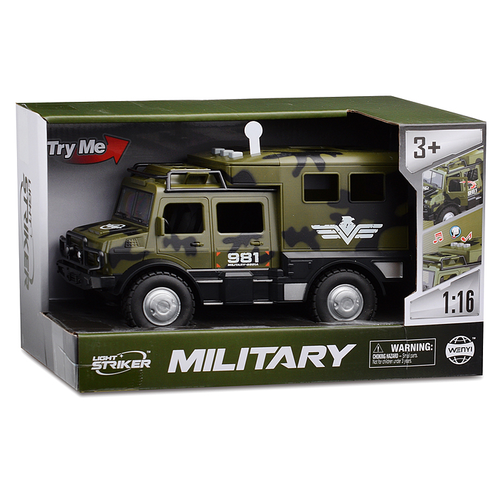 Машина WY980A "Военная" на батарейках, в коробке