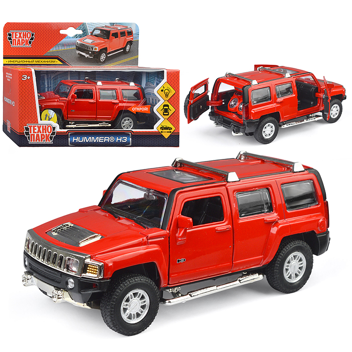 Машина металл Hummer h3, 14,4 см, (двери, багажник, свет-звук) инерция.