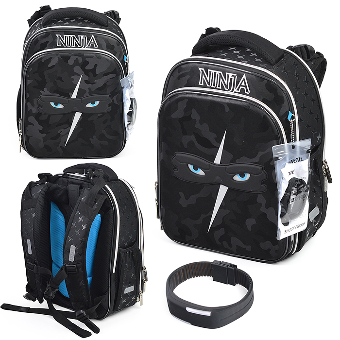 Рюкзак "Premier. Ninja" школьный жесткий 37x28x18 см (17 л) вес 1000 г, 2 отделения на молн