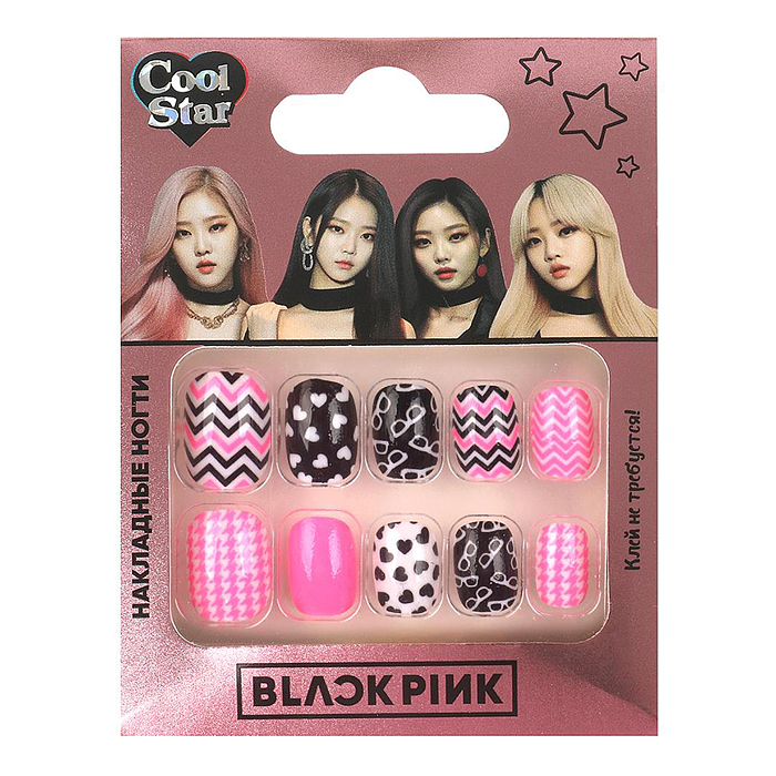 Косметика для девочек. Накладные ногти, black pink Cool Star