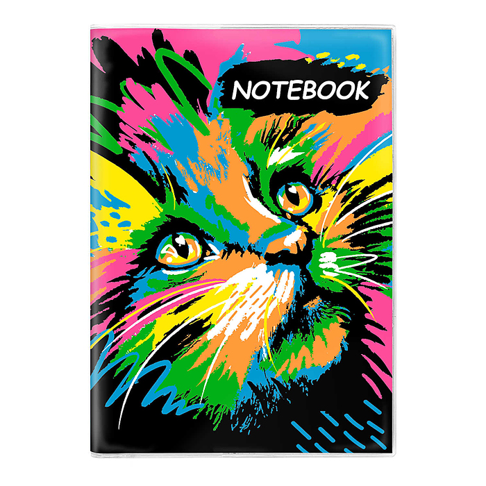 Записная книжка 66 л. "Красочная кошка" "Notebook" 93*134 мм (мягкий переплёт)