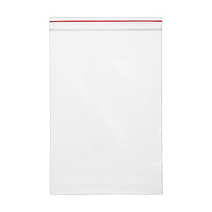 Пакет упаковочный с замком Zip Lock (100 шт в упак )120x180 мм, ПНД, 35 мкм, прозр, с красн полосой