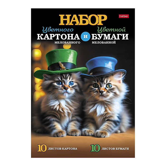 Набор цветного мел. картона и цветной мел. бумаги 20л 10цв.+10цв. А4ф 