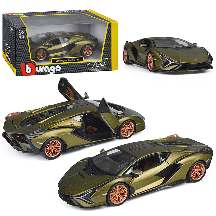 Машинка die-cast Lamborghini Sian FKP 37, 1:24, зеленая, открывающиеся двери