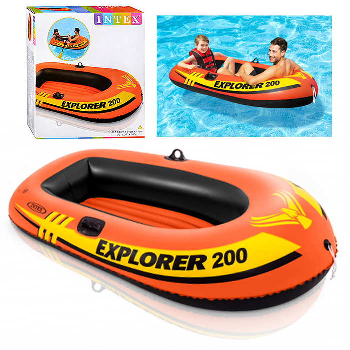 Лодка Explorer 200, 2 местная, 185 х 94 х 41 см, от 6 лет, до 95 кг, 58330NP INTEX