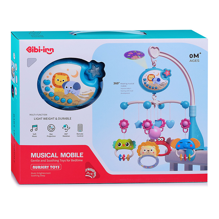 Мобиль 698-84 "Зверятки" музыкальный, на кроватку, в коробке