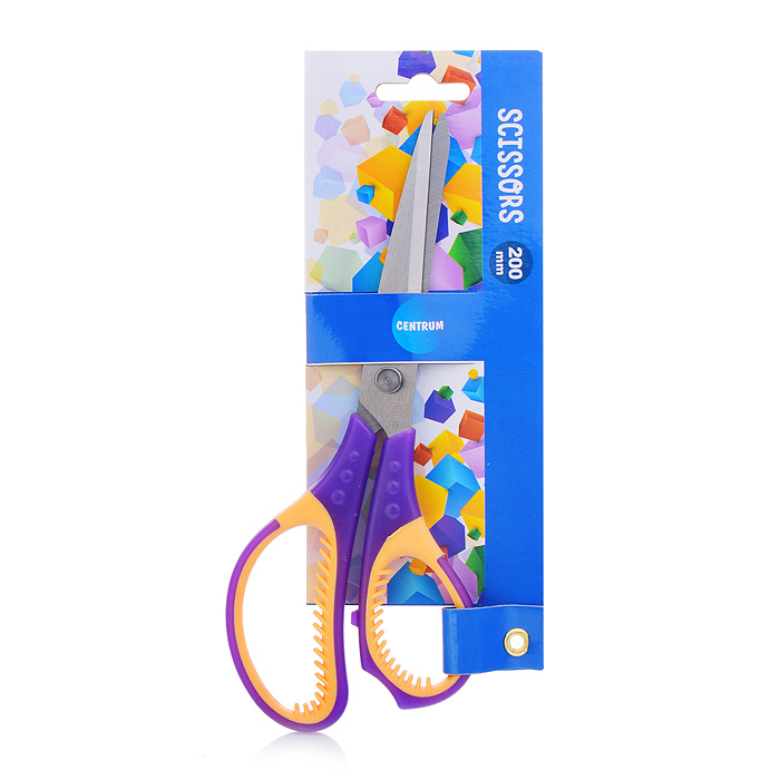 Ножницы 20 см (ручки ассорти,пластик)