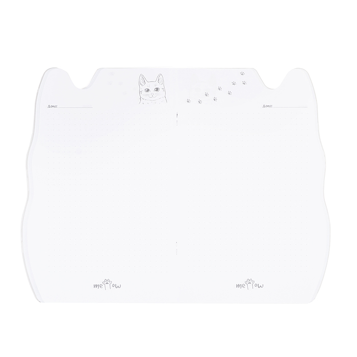 Записная книжка с вырубкой "Белый кот" (140х215мм, 48л, Софт тач с выб.УФ-лаком)