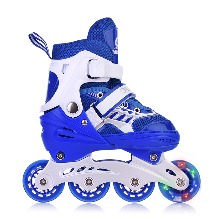 Фото к товару Роликовые коньки U001749Y раздвижные, PU колёса со светом, размер S, синие, в сумке Роликовые коньки U001749Y раздвижные, PU колёса со светом, размер S, синие, в сумке
