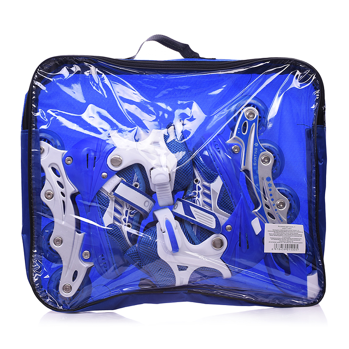 Фото к товару Роликовые коньки U001749Y раздвижные, PU колёса со светом, размер S, синие, в сумке Роликовые коньки U001749Y раздвижные, PU колёса со светом, размер S, синие, в сумке