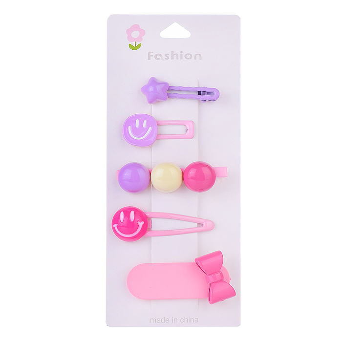 Набор заколок для волос 00-3889 "Смайлики" в пакете
