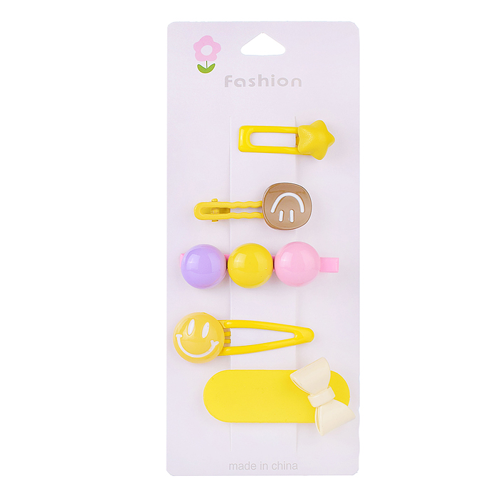 Набор заколок для волос 00-3889 "Смайлики" в пакете
