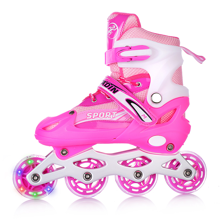 Фото к товару Ролики детские U001747Y (размер М) розовые, в сумке Ролики детские U001747Y (размер М) розовые, в сумке