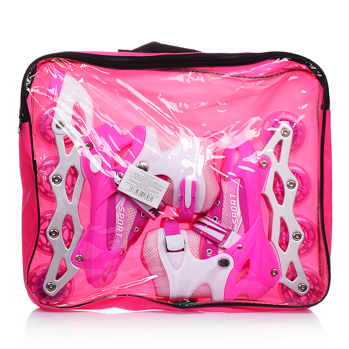 Ролики детские U001747Y (размер S) розовые, в сумке