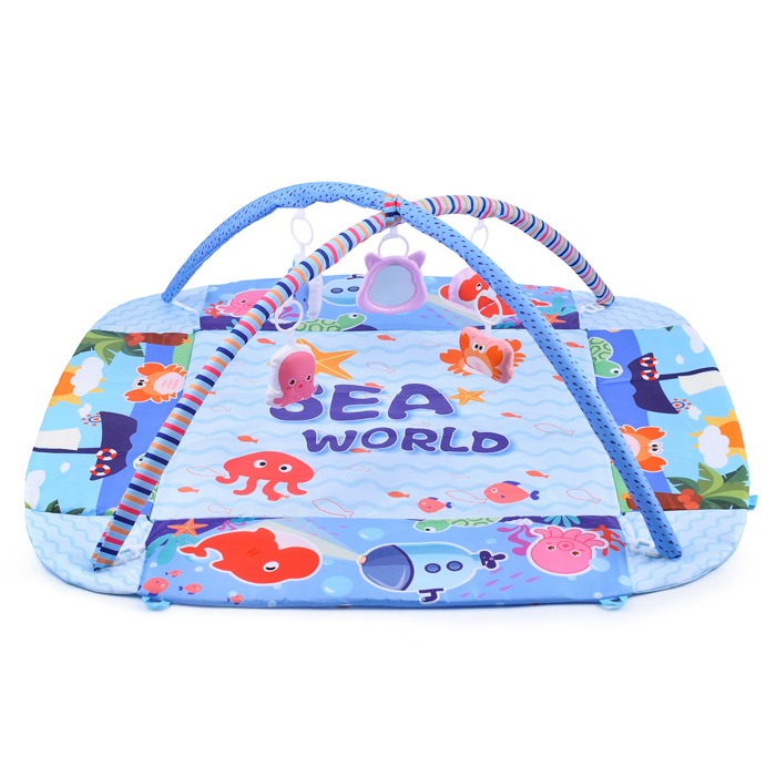 Детский развивающий коврик 668-146 "Морские жители" с бортиками и шариками, в коробке