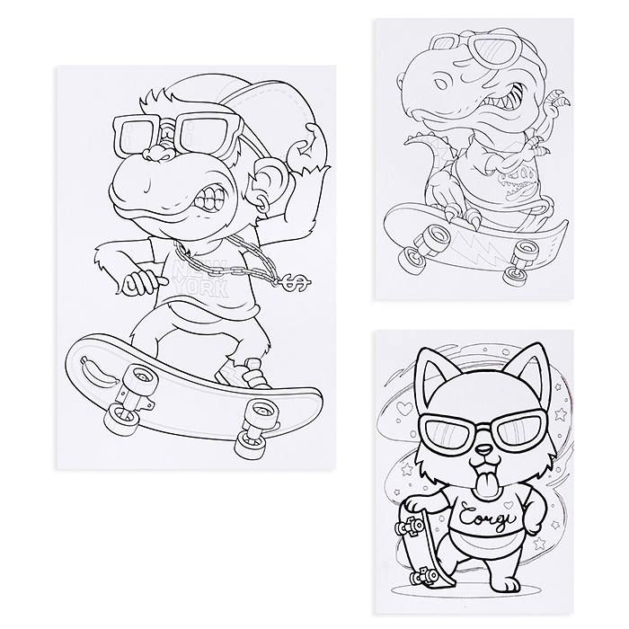 Набор красок с блестками с раскрасками "Скейтеры"