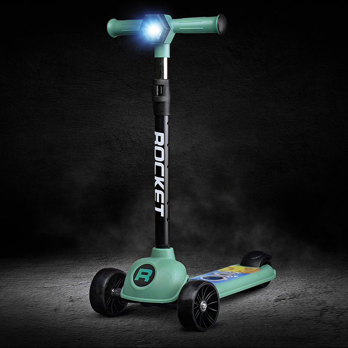 Самокат 3-х колесный ROCKET, зеленый