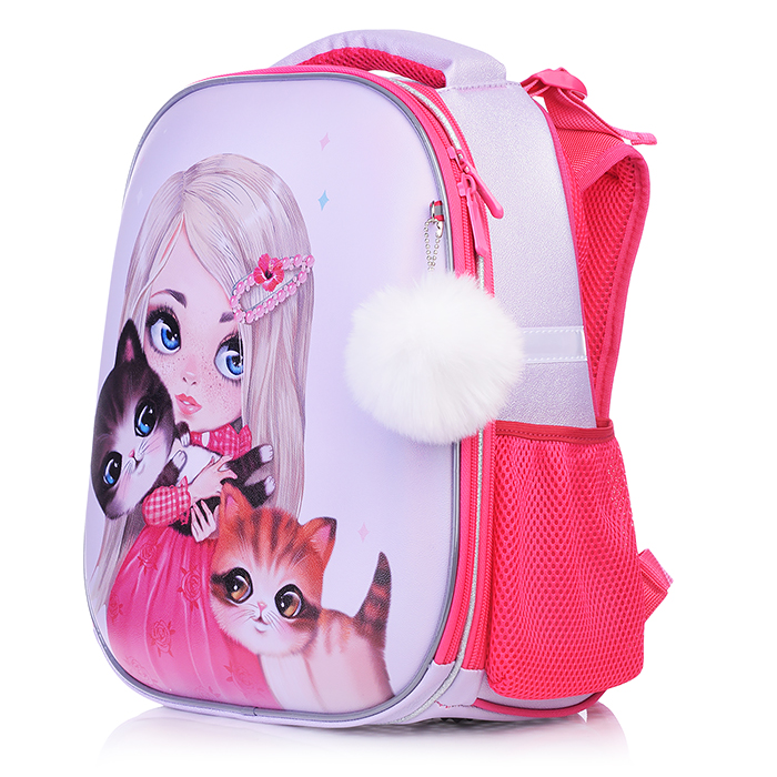 Рюкзак каркасный "Девочка и котята" формованный из полимеров.Материал: нейлон, полиэстер, полн