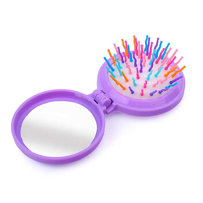 Расческа-мини массажная 00-3606 в ассортименте, с зеркалом