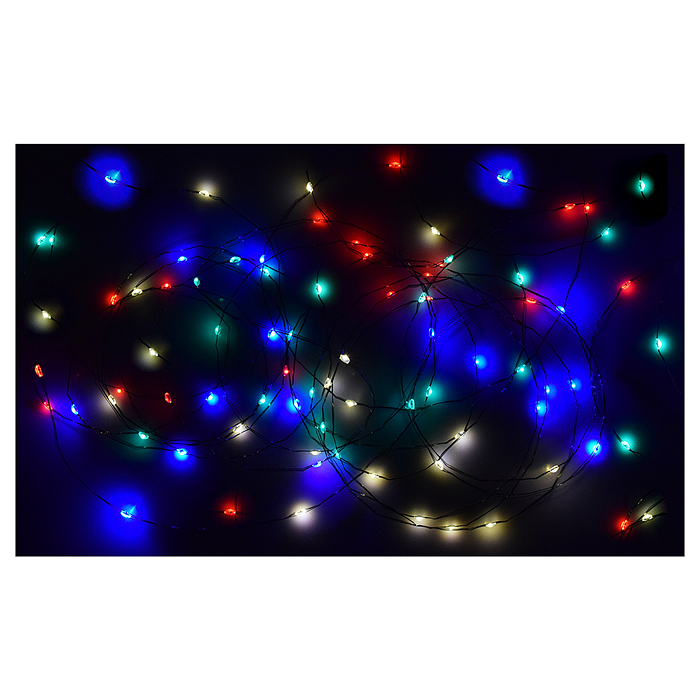 Электрогирлянда Роса 50м, 500 ламп, зеленый провод, цветная