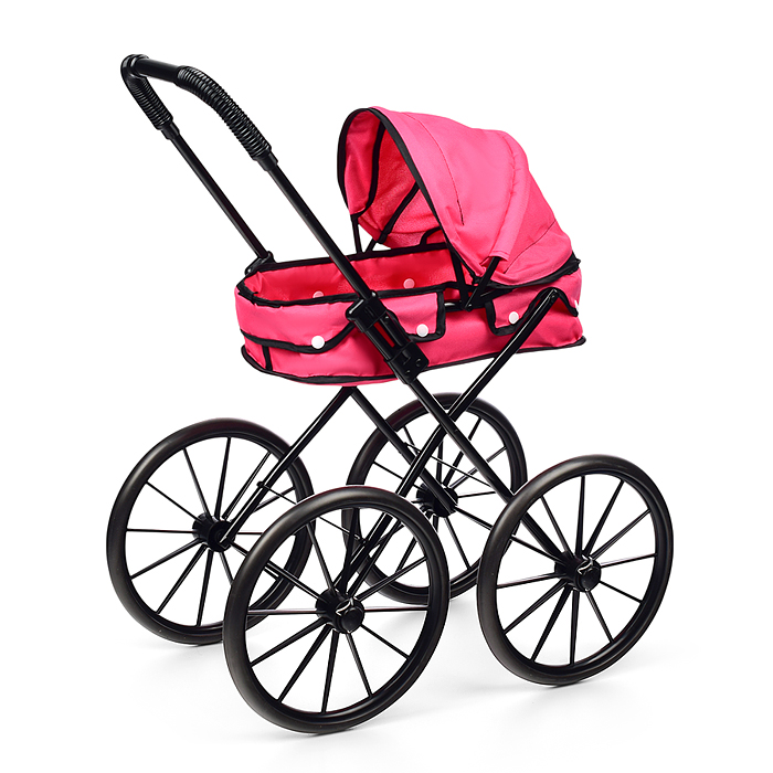 Коляска для кукол LM918-19 металлическая, складная, прогулочная с капюшоном, цвет розовая