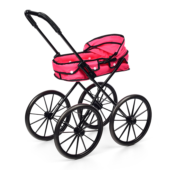 Коляска для кукол LM918-19 металлическая, складная, прогулочная с капюшоном, цвет розовая