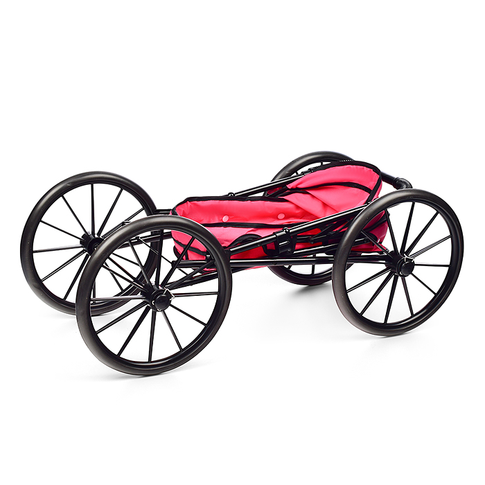 Коляска для кукол LM918-19 металлическая, складная, прогулочная с капюшоном, цвет розовая