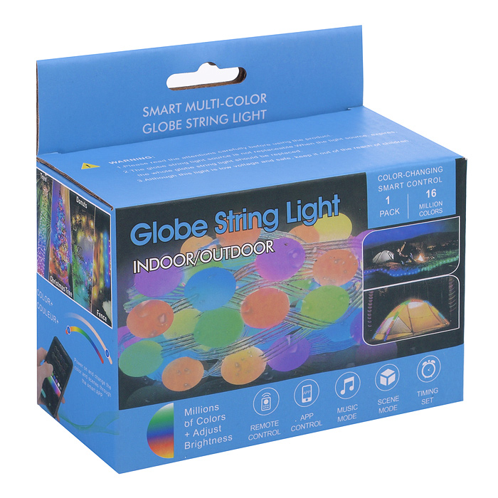 Электрогирлянда светодиодная S01530-1 "Шарики", 7.5м, 50 ламп, пульт, USB, меняет цвет