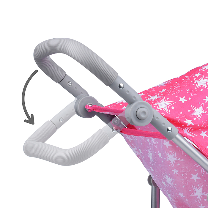 Коляска для кукол 9366-T, металлическая, складная, прогулочная, с тентом, с корзиной, цвет розовые з