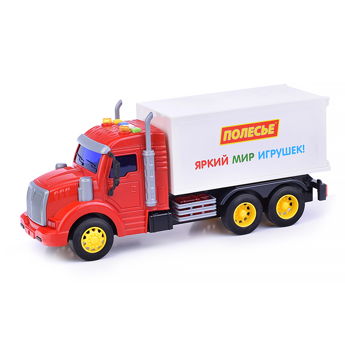 Автомобиль-фургон инерционный "Профи" (со светом и звуком) (красно-белый) (в коробке)