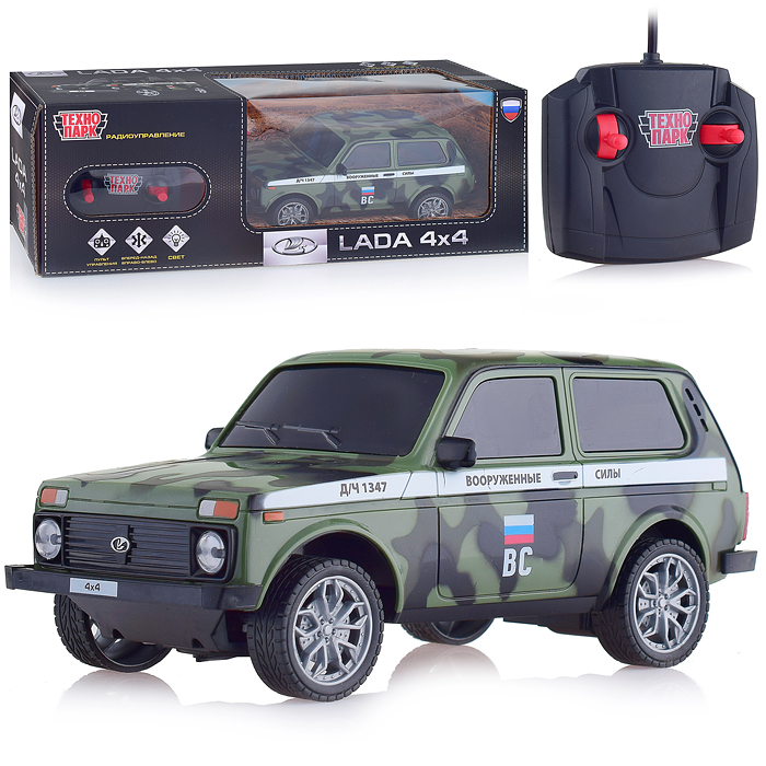 Машина р/у Lada 4x4 18 см, (свет, камуф.) в коробке Машина р/у Lada 4x4 18 см, (свет, камуф.) в коробке