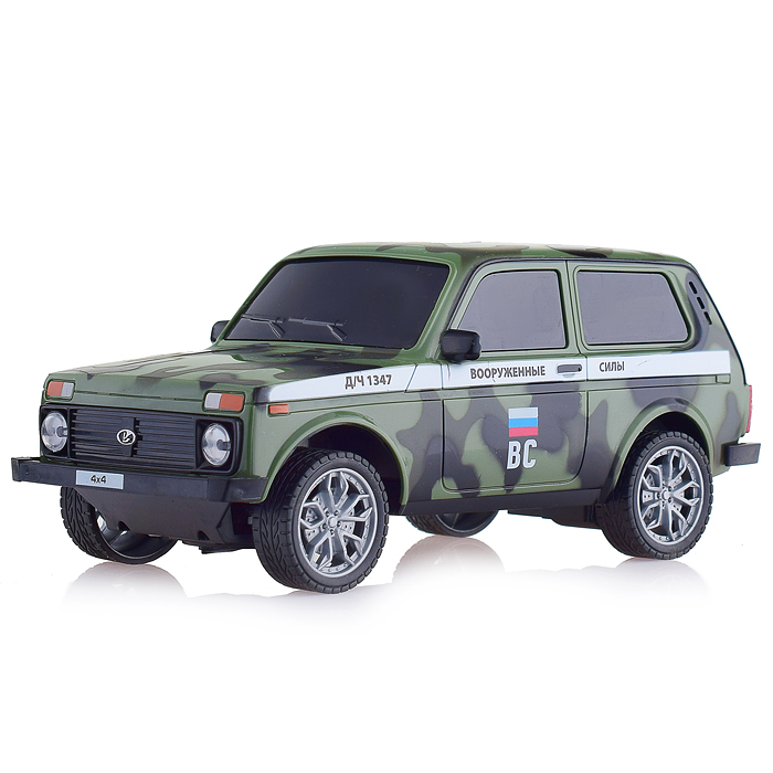 Машина р/у Lada 4x4 18 см. (свет, камуфляж) в коробке