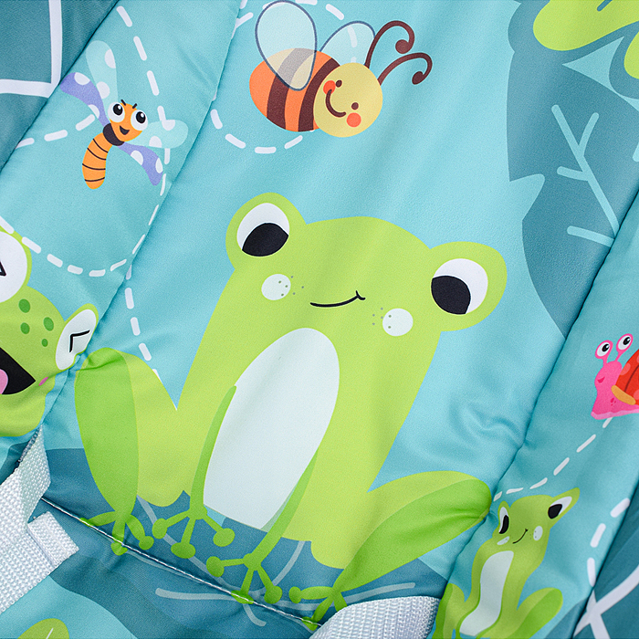 Шезлонг детский 8583 "В мире животных" в коробке (бирюзовый)