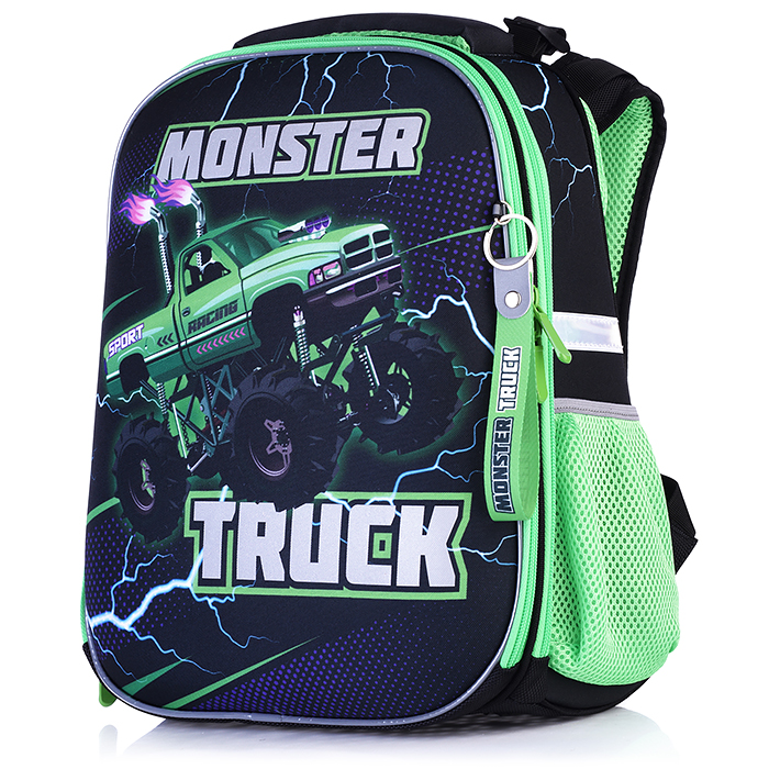 Рюкзак каркасный "Монстр трак green" формованный из полимеров, материал: нейлон, полиэстер, по