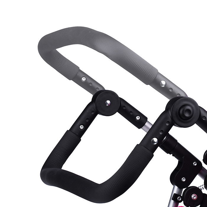 Коляска-трансформер 9665C для кукол, металлическая, регулируемая ручка, с корзиной, розовый зигзаг