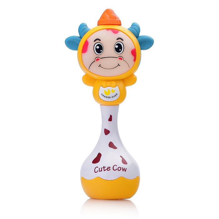 Погремушка музыкальная с подсветкой Y0067-1 "Коровка" в коробке