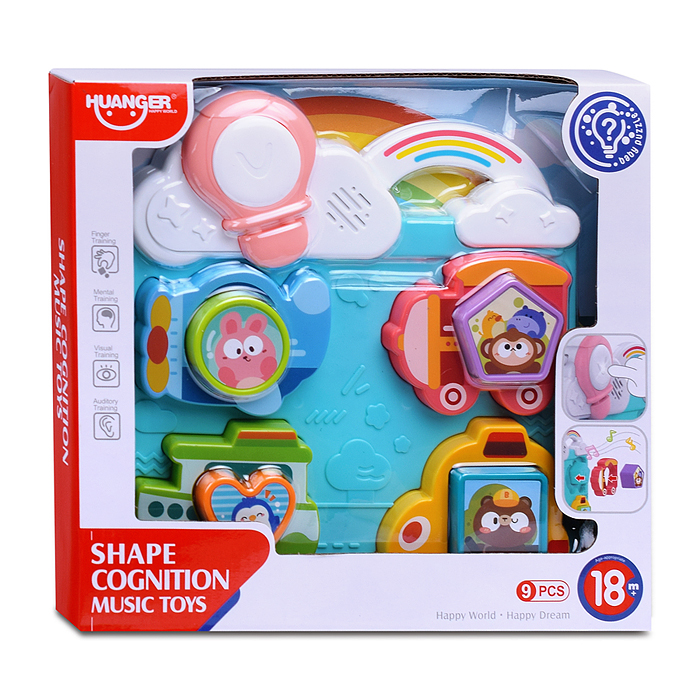 Развивающая музыкальная игрушка HE8088 для познавания форм "Транспорт" в коробке