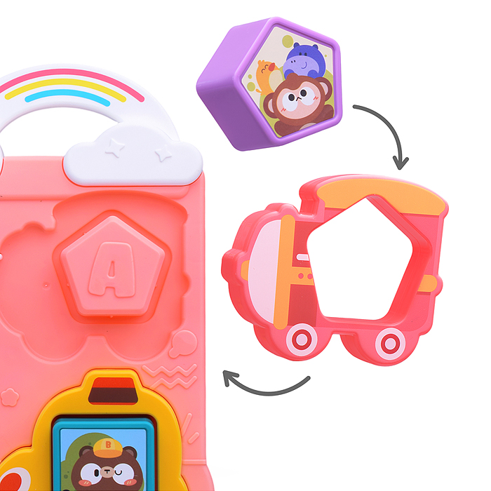 Развивающая музыкальная игрушка HE8088 для познавания форм "Транспорт" в коробке