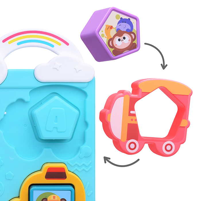 Развивающая музыкальная игрушка HE8088 для познавания форм "Транспорт" в коробке