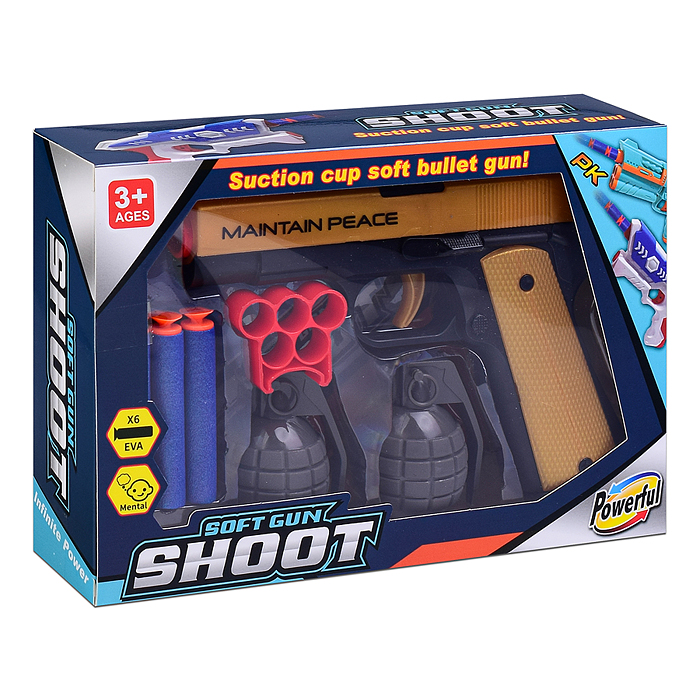 Фото к товару Пистолет 631D "Soft gun shoot" в коробке Пистолет 631D "Soft gun shoot" в коробке