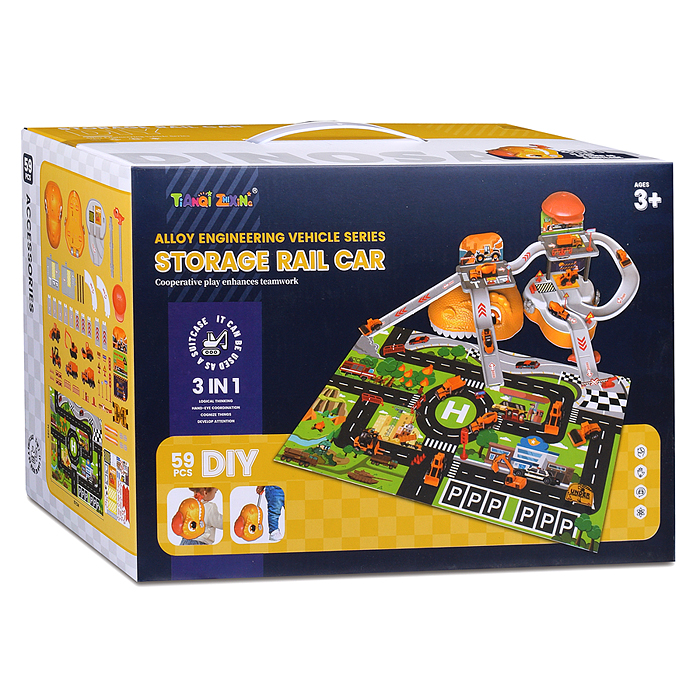 Автотрек 6621 "Дино: хранитель машин" (желтый) в коробке