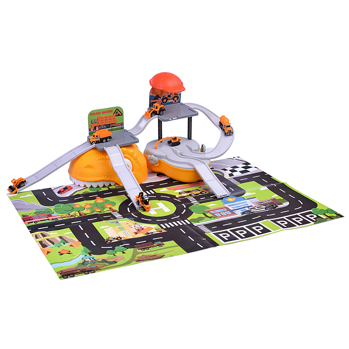 Автотрек 6621 "Дино: хранитель машин" (желтый) в коробке