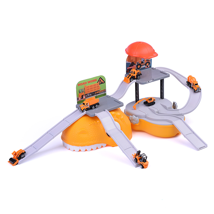 Автотрек 6621 "Дино: хранитель машин" (желтый) в коробке