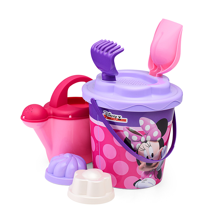Набор Disney «Минни» №12: ведро с наклейкой, ситечко "Солнышко", лопатка №5, грабельки №5, 2 формочк