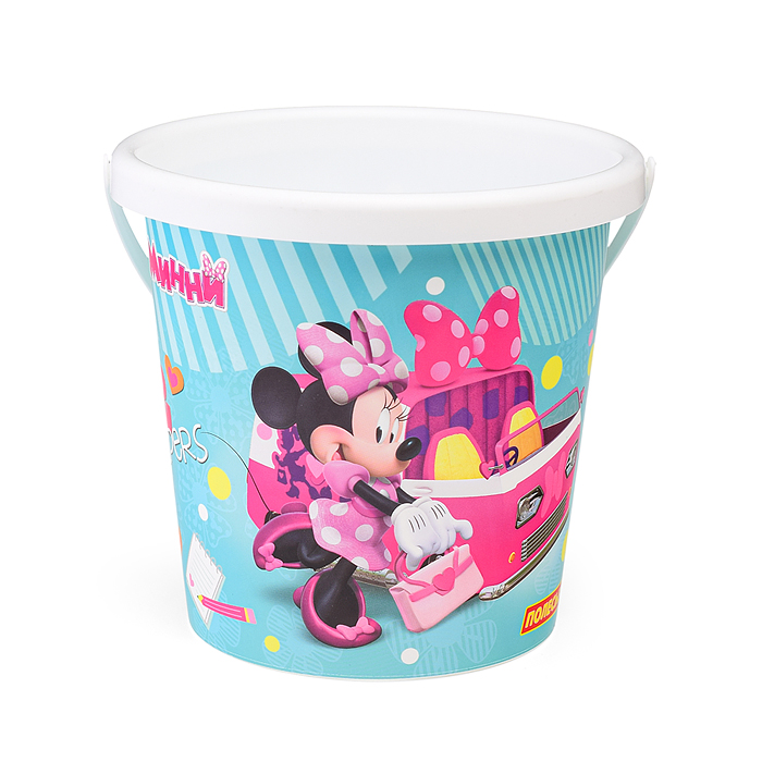 Набор Disney «Минни» №12: ведро с наклейкой, ситечко "Солнышко", лопатка №5, грабельки №5, 2 формочк